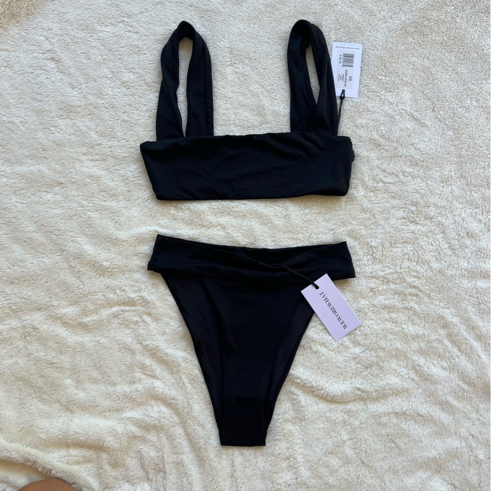 WeWoreWhat - Cheeky high leg bottom and Bandeau Swim Top - XS - Brand New
